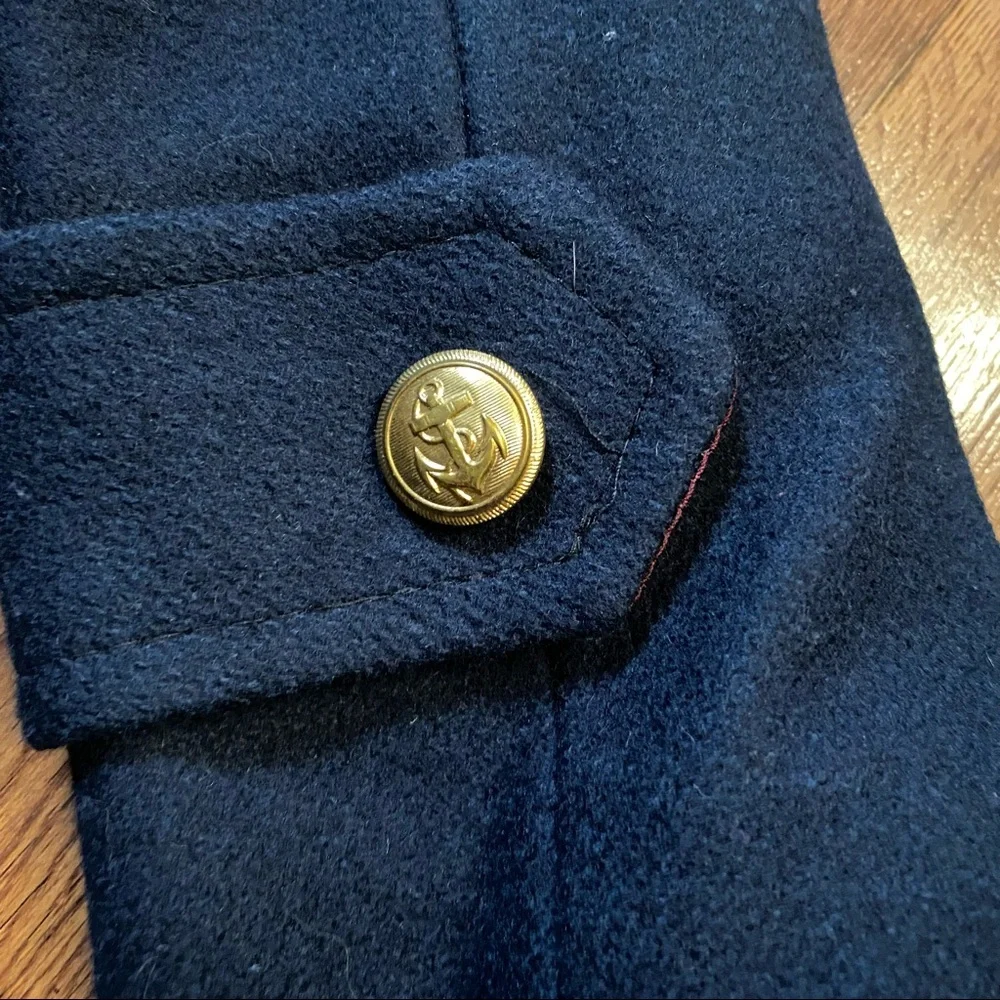 Vintage 70’s Navy Anchor Coat Wool Pea Coat Military Jacket - Picture 7 of 14